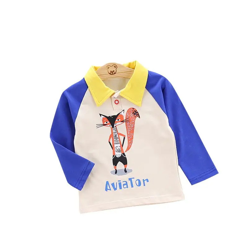 Spring Autumn Casual Fashion Baby Cartoon Printing Long Sleeve Top Kids tee