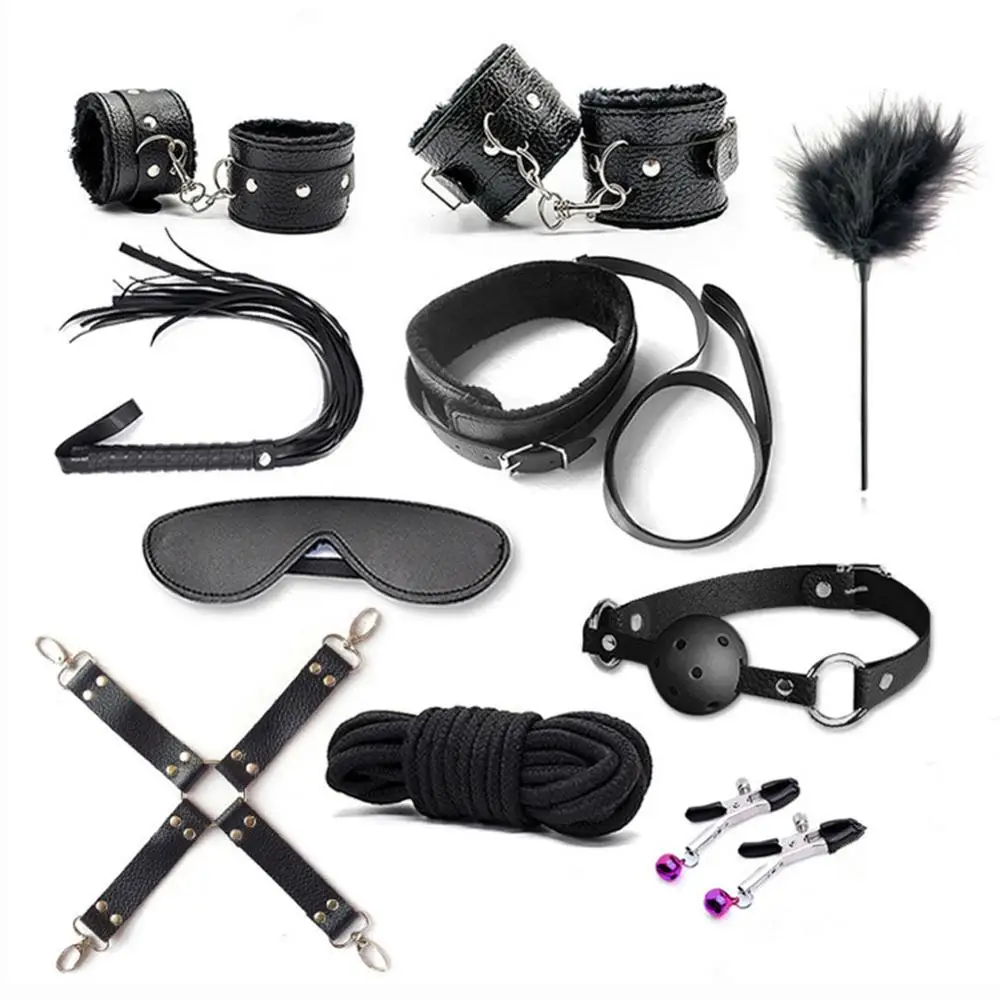 10pcs Bdsm Restraints Sex Toy Pu Leather Fetish Bondage Set Role Play