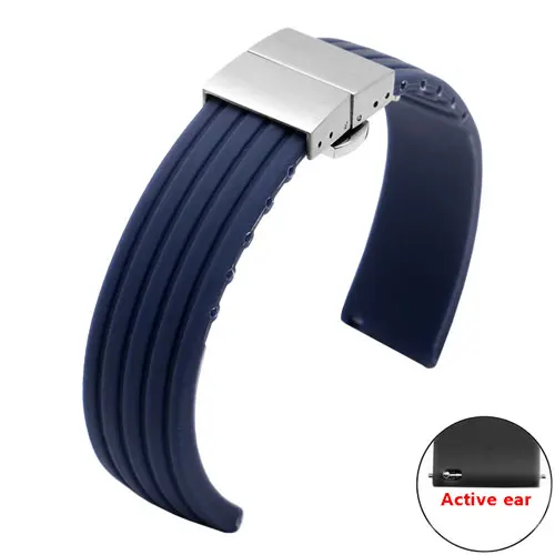20 22 мм мягкий и водонепроницаемый силиконовый ремешок для часов адаптация huawei watch 2 GT PRO Honor Magic Спортивная Резина часы цепь - Цвет ремешка: dark blue silver