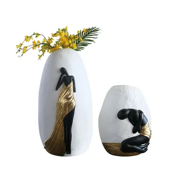 

NORDIC ABSTRACTION AFRICAN BEAUTY CERAMICS SANDSTONE DRIED FLOWERS FLORAL VASE CREATIVE ART&CRAFT HOTEL DECOR ACCESSORIES X3571