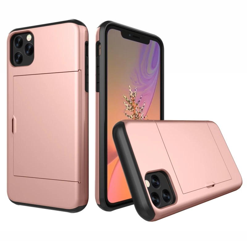 Armor Shockproof Silicone Wallet Case with Sliding Hidden Card Slot