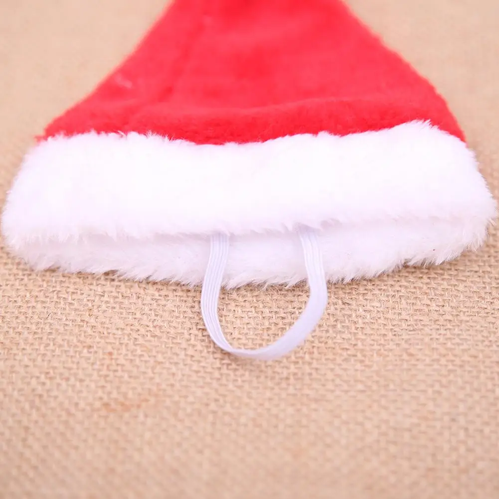 Милая Красная плюшевая шапка Санта-Клауса с белым кружевом для домашних собак, рождественское Новогоднее украшение, шапка с орнаментом