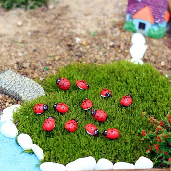 

5Pcs/lot Miniature Decorations Coccinella Septempunctata Resin Crafts DIY Little Garden Decor Home Fairy Garden Accessories