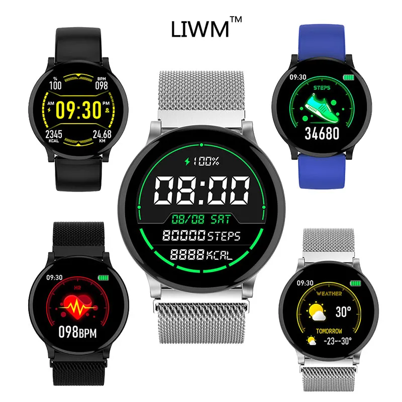 

LIWM W9 smart watch heart rate monitor Blood pressure measurement oximetry Exercise heart rate curve smart wristband Android IOS