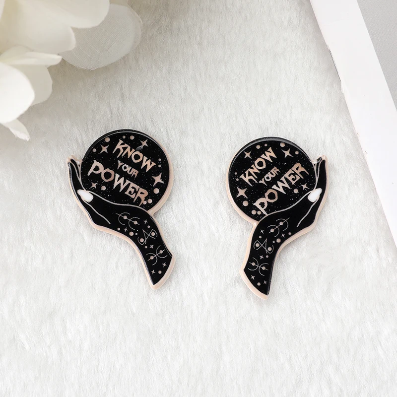 10Pcs Acrylic Printing Embrace Cats Charms Punk Style Know Your Power Crafts For Necklace Earring  Keychain  Diy Making  Pendant