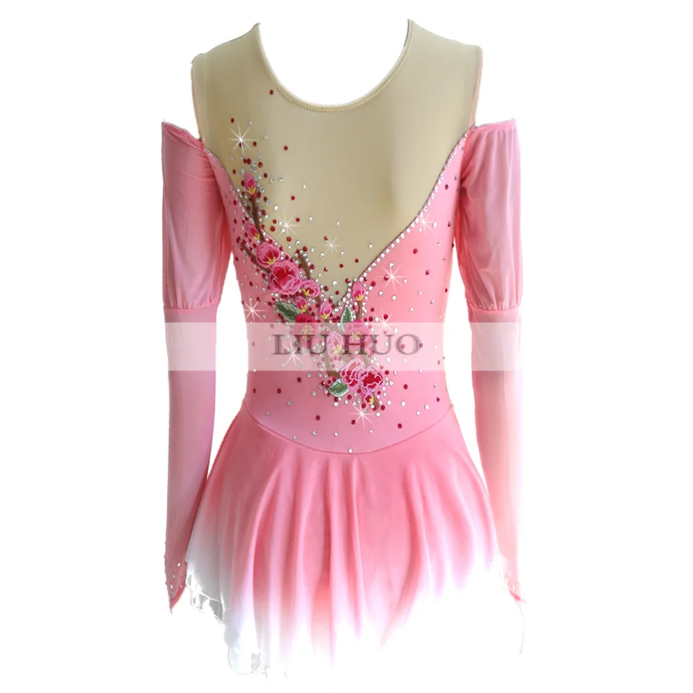 thumbnail image 2 of Handmade Skating Costume LIUHUO Figure Skating Dress For Girls - Handmade Competition Wear With Crystal Details Elastic Skating Performance Wear 2 of 9