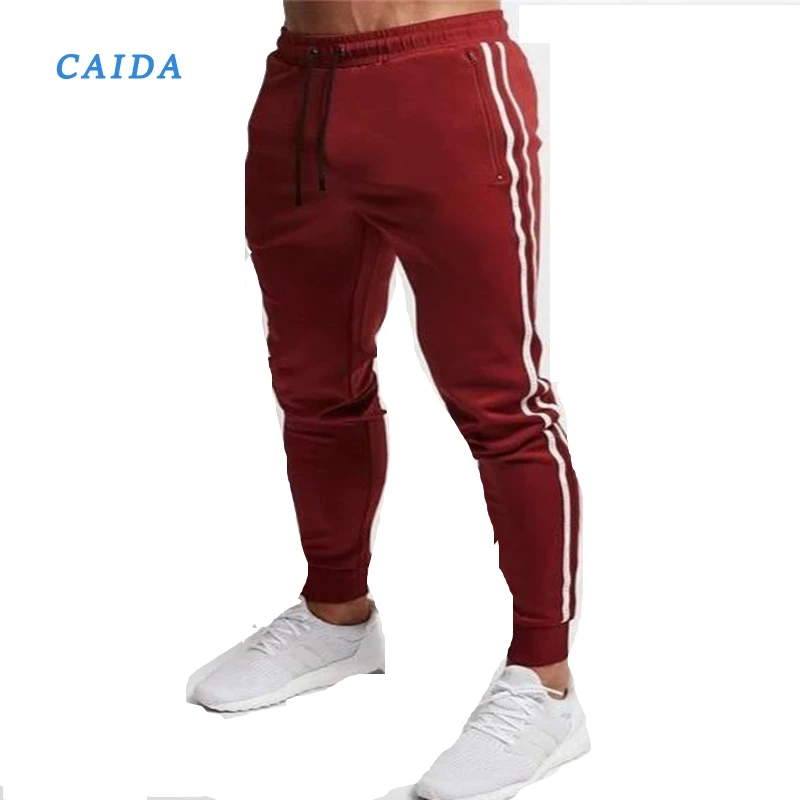 Красные спортивные штаны CAIDA мужские полосатые брюки для бега спортзала