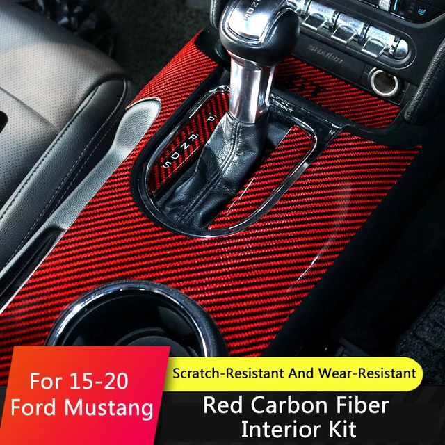 Tajian Car Red Epoxy Resin Carbon Kit Ford Mustang 15-22 Gear Panel Protective Sticker Air Trim Frame Cup Mat - Interior Mouldings - AliExpress