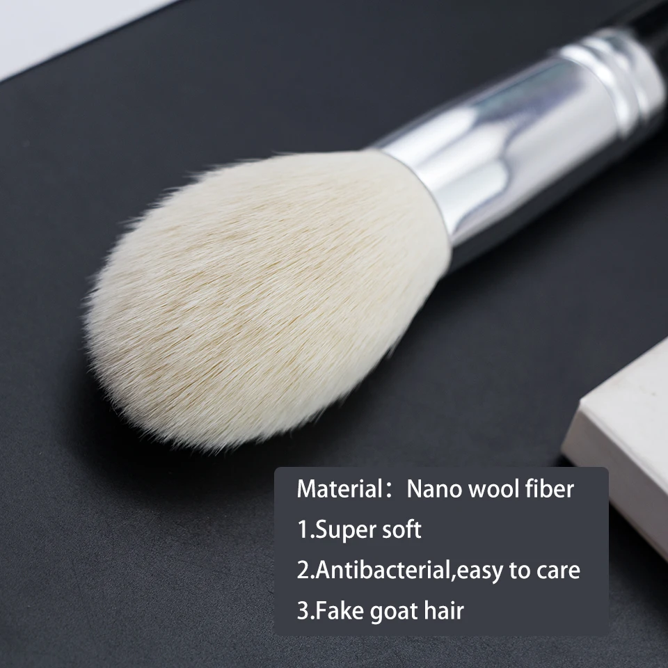 1 PCS Black Big Loose Powder Makeup Brush Professional Soft Foundation Highlight Wool Fiber Kabuki Brush Beauty Tools