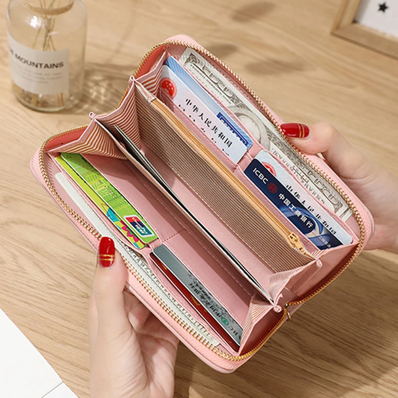 Женский кошелек на молнии, клатч Cartera Mujer, женский длинный милый кошелек из искусственной кожи, вместительные женские кошельки