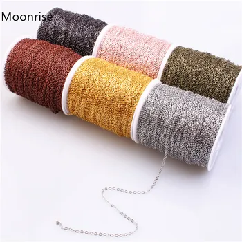 

5M/Lot Brass Oval Link Cable Chains Roll Chain For Necklace Jewelry Accessories DIY Making 1.5mm 2mm 2.5mm