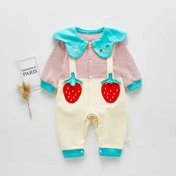 

Newborn Baby Girl Clothes Fall Cotton Cute Princess Style Baby Jumpsuit Infant Rompers Strawberry Pattern Outfits Baby Clothing