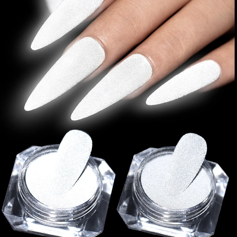 Nail Powder Nail Glitter Nail Decoration Nail Decorations Reflection Glow In The Dark Grey White Dazzling Party DIY Sugar Gel Polish Chrome Flash Dust