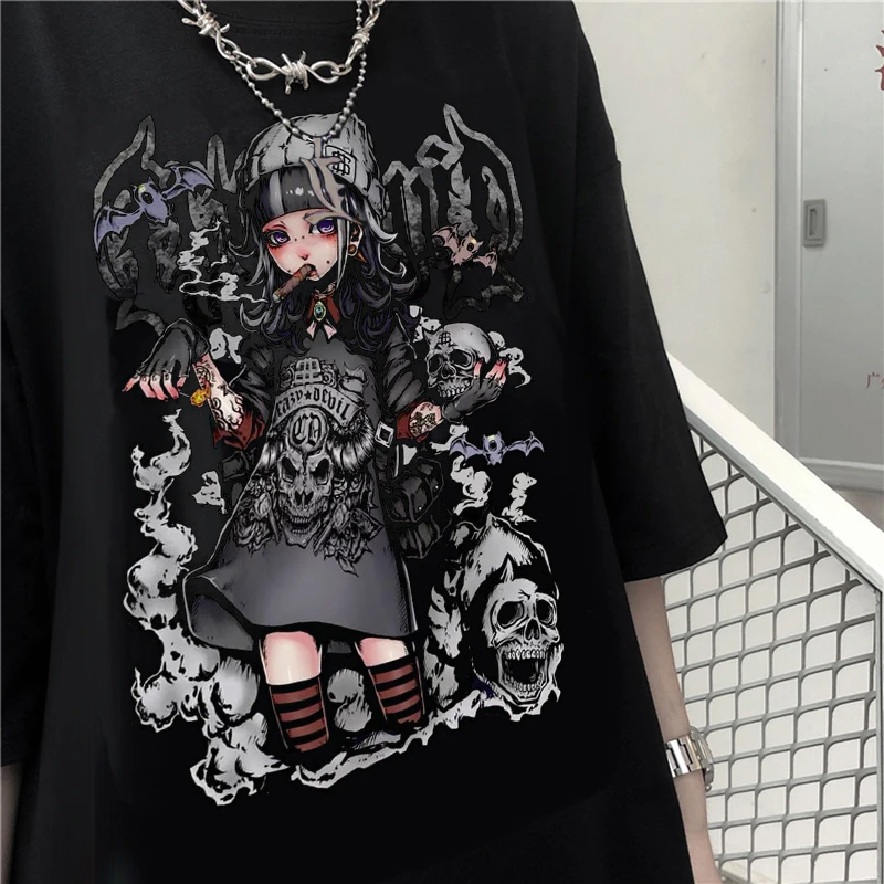 Rogue + Wolf Harajuku Goth Clothes Alt Clothing Gothic Tshirt for Women Emo  Halloween Dress Aesthetic