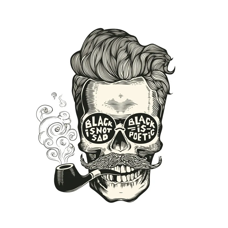 

Hot Creative Handsome Skull of Smoking Car Sticker PVC 15cm X 12cm Waterproof Motorcycle Windshield Decal Decoration