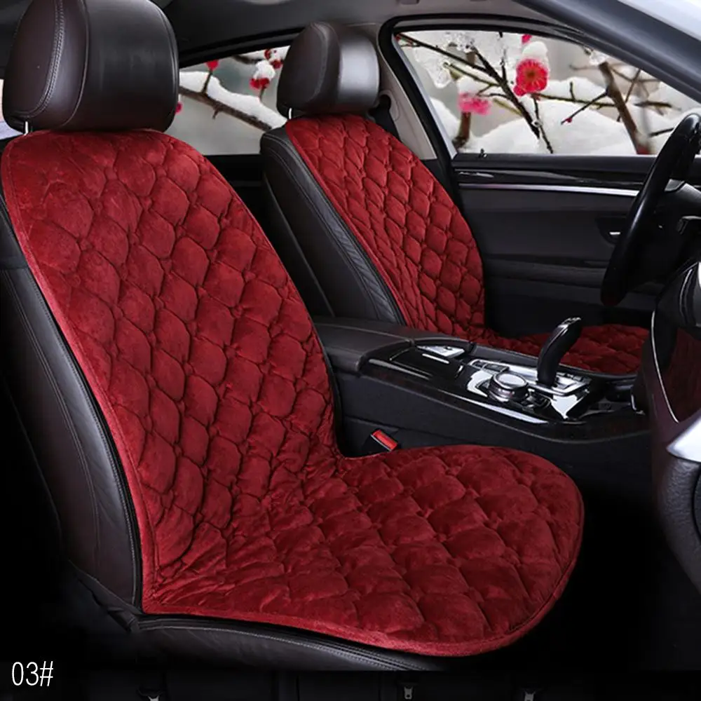 Red With Backrest Чехол для автомобильного сиденья, Зимняя Теплая Бархатная подушка для сиденья, универсальная передняя задняя спинка, подушка для сиденья для внедорожника, защита для автомобильного сиденья - Название цвета: Red With Backrest