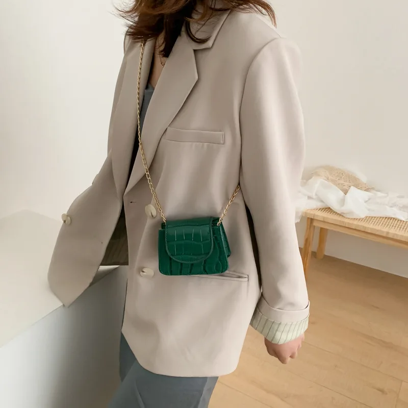 Mini Small Square Flap Bag Brand Fashion New Quality PU Leather Women's Handbag Crocodile Pattern Chain Shoulder Messenger Bags 2