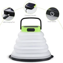 Складной уличный Солнечный многоцветный светодиодный светильник для палатки, походная лампа, заряжаемый через USB цветной светодиодный светильник