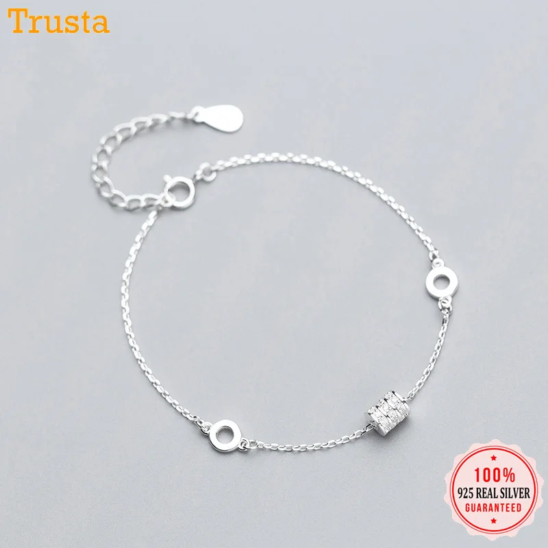 Trustdavis 100% 925 цельное Настоящее серебро милый полый Круглый CZ браслет на лодыжке