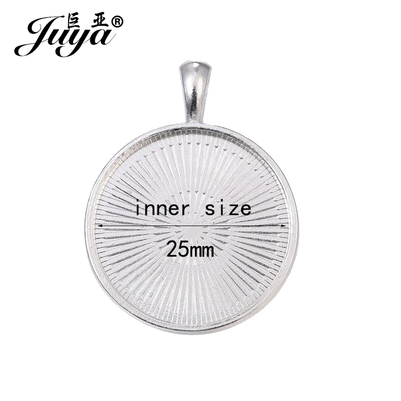 60PCS 25mm Cabochon Base Settings Blank Alloy Tray For Jewelry Making DIY Pendant Necklace Choker Keychain Accessories Findings
