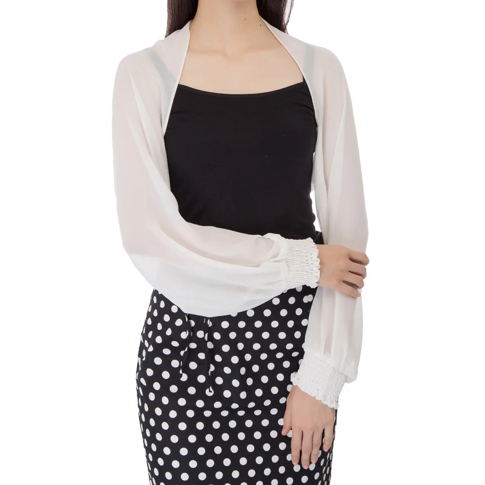 

KK Womens Casual Summer ight Long Sleeve Open Front Chiffon Bolero Shrug