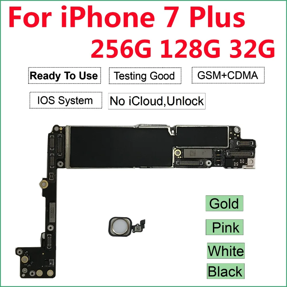 Для iPhone 7 Plus материнская плата Touch ID, оригинальная разблокированная материнская плата 7 P(A1661 CDMA, A1784) 128GB черный золотой розовый белый