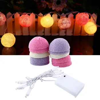 

Cotton Ball Lights LED String Light Pink+Blue+Yellow Lamps Cotton Ball 10LED Decor Wedding Party Christmas Home