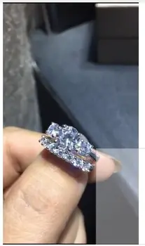 

TR011SR 3stone ring sets 1.5CT nscd Simulated gem 925 Sterling Silver ring