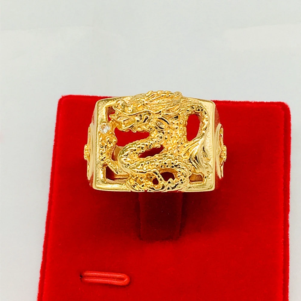 Мужское кольцо на палец золотого цвета, мужские ювелирные изделия, роскошное мужское кольцо, регулируемое в классическом стиле с дизайном дракона, классные аксессуары