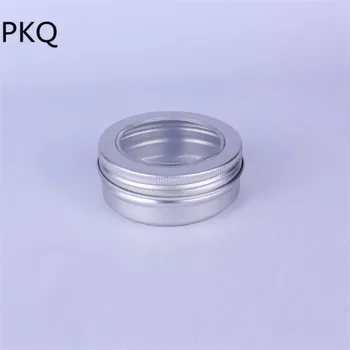 

30Pcs Large Aluminum Jar with window 100ml Empty Storage Jars Cosmetic Containers With Lid Metal Pots