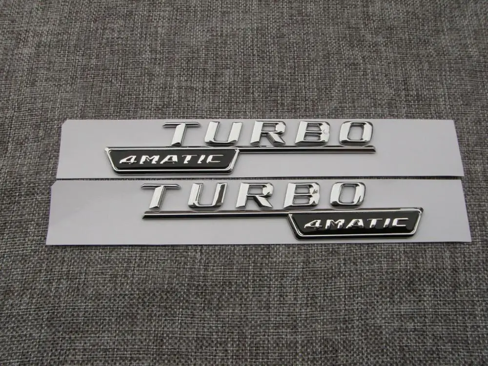1pair Chrome FOR TURBO 4MATIC Letters Fender Emblem Badge Emblems for Mercedes | Автомобили и мотоциклы