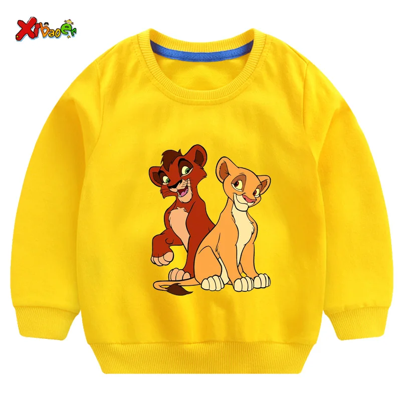 Свитер для мальчиков; одежда для малышей; осень г.; футболка с рисунком короля льва; детские толстовки с капюшоном; крутой хлопковый пуловер для мальчиков и девочек с героями мультфильмов - Цвет: Kids Sweatshirts