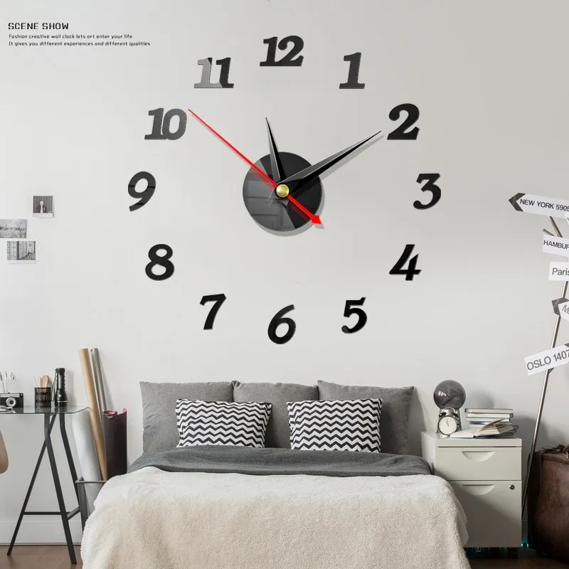 3D Wall Clock Mirror Stickers Creative DIY Clocks Living Room Removable Art Decal Sticker Home Decor Modern Decoration | Дом и сад