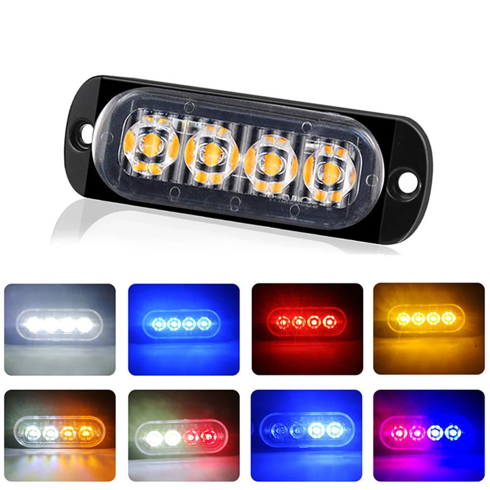 4LED Car Strobe Warning Light Grill Flashing Breakdown Emergency Truck Trailer Beacon Lamp LED Side For Cars | Автомобили и