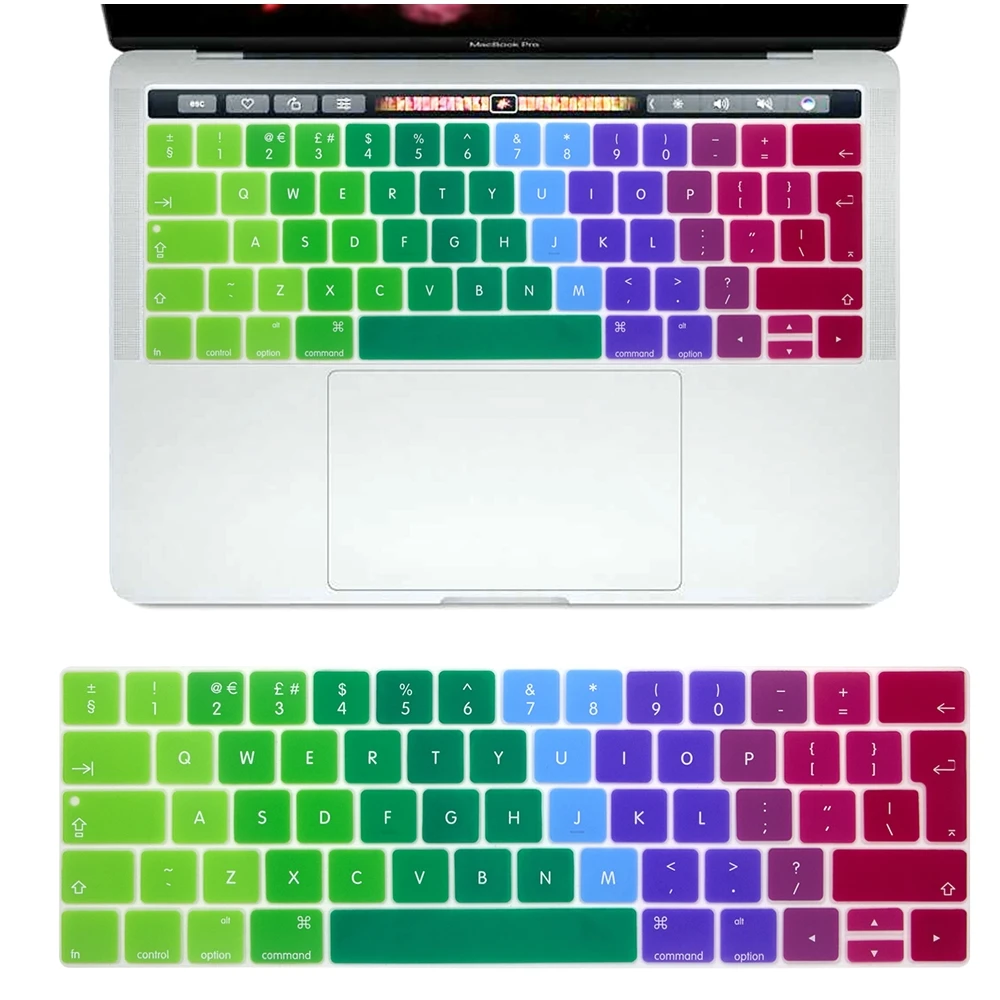 Английская крышка клавиатуры ЕС Защитная пленка для Macbook Pro 13,3 A1706 A1989 и 15,4 дюймов A1707 A1990 с сенсорной панелью