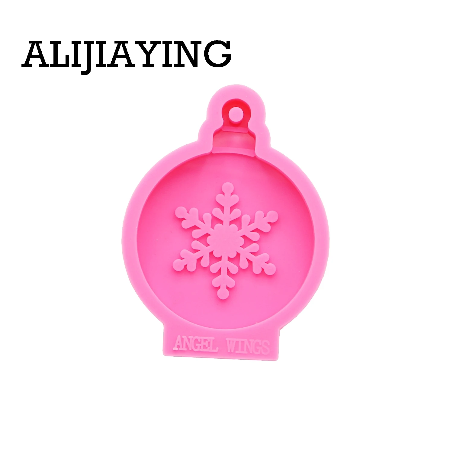 DY0132 Shiny Christmas decoration christmas tree snowflakes silicone mold DIY craft pendant for jewelry epoxy resin table - Цвет: Pink DY0132