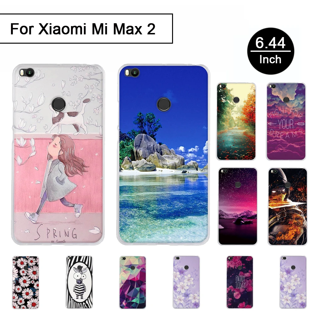 Cover For Xiaomi Mi Max 2 6.44" Soft Silicone TPU Case For Xiaomi Mi Max2 Cute Floral Print Protective Cases Shells Fundas Coque