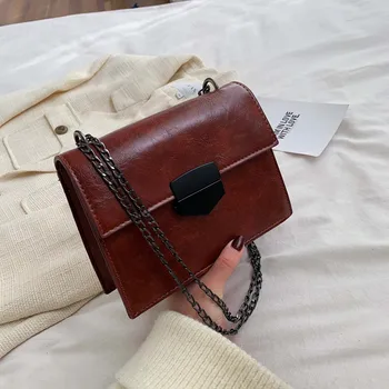 

Fashion Women Leather Messenger Bag Female Chain Shoulder Bag Retro Hasp Flap Ladies Small Flap Handbag Crossbody Bags Bolsos