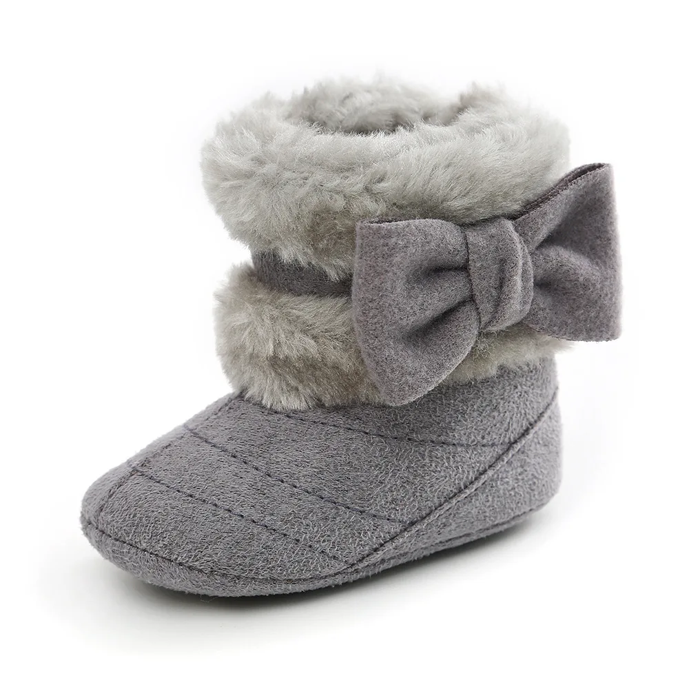 CYSINCOS/зимняя теплая обувь с бантом на мягкой подошве для новорожденных девочек 0-18 месяцев меховые ботинки до середины икры зимние ботинки для малышей