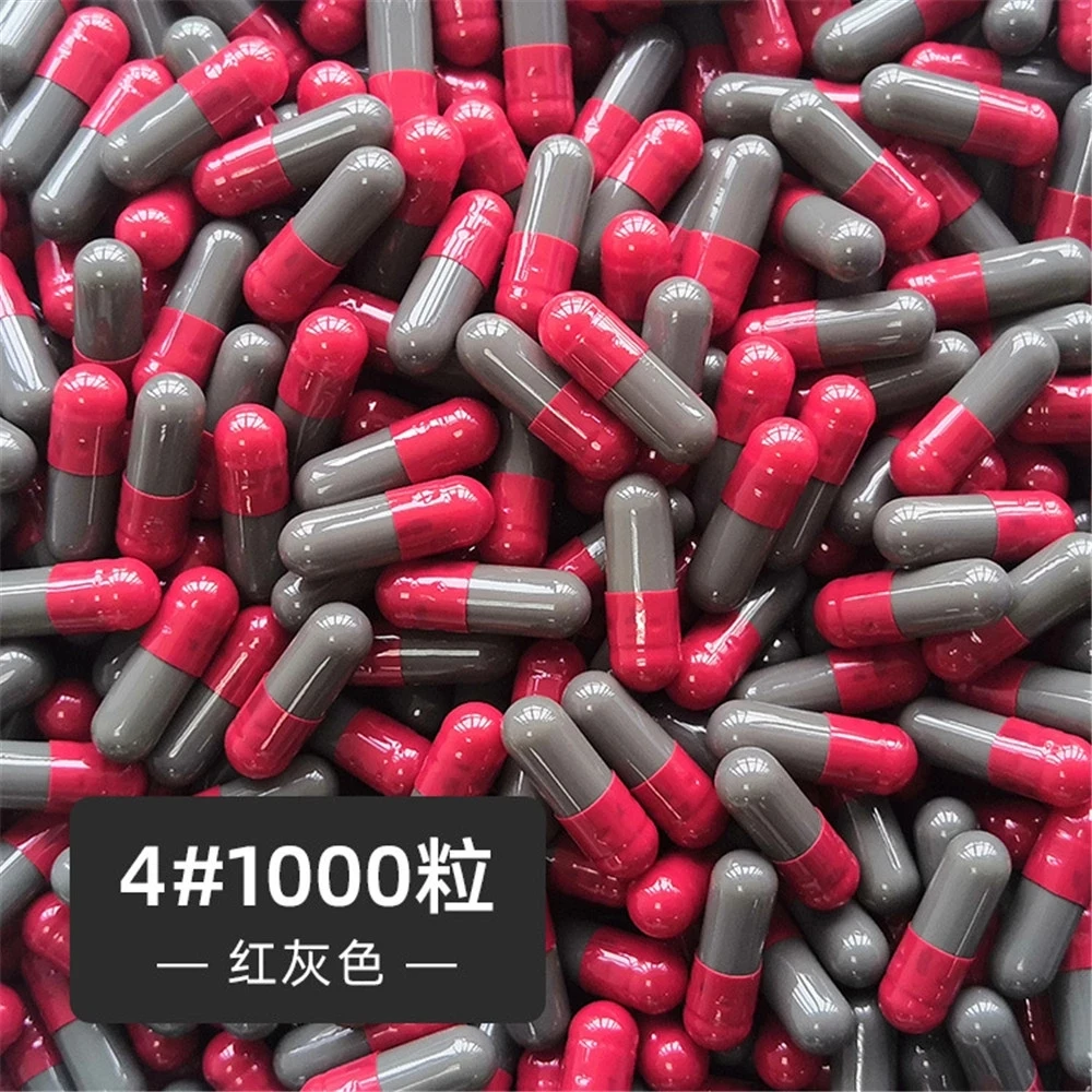 1000PCS 4# Red-Gray Colored Hard Gelatin Empty Capsules, Hollow Gelatin Capsules ,joined Or Separated Capsules
