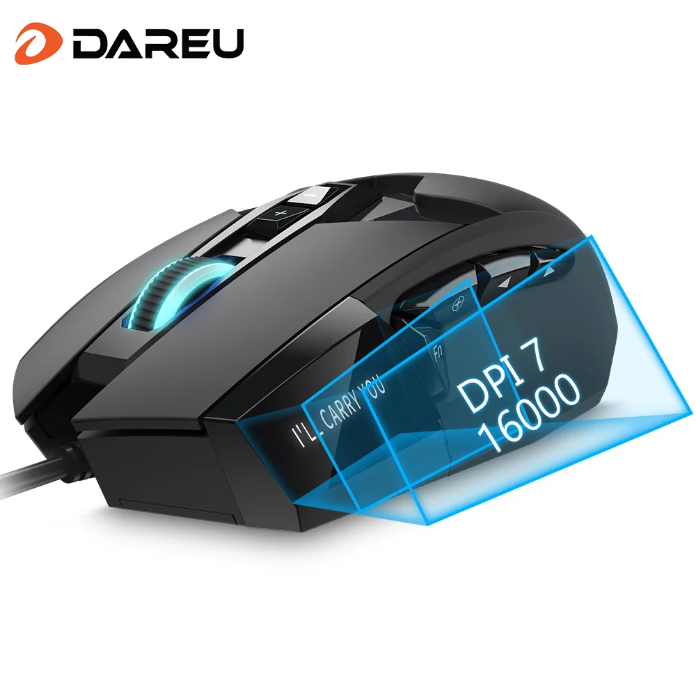 

DAREU EM945 PMW3389 Sensor Gaming Mouse 16000DPI 440IPS KBS button Wired Mice with OLED Screen & DIY Side button For FPS Gamer