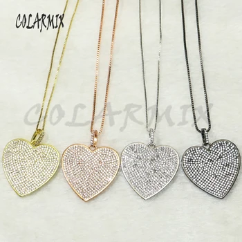 

5 pieces Heart pendants necklace Love fashion accessories for women gift for Valentine's Day trendy zircon necklace 50167