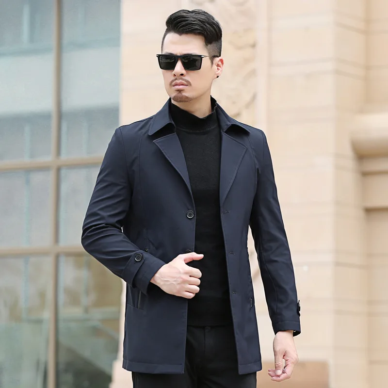 

2020 New Style Men'S Wear Single Breasted Classic Trench Coat Korean-style Men's Medium-length Business Coat Men's Fashion Msl98
