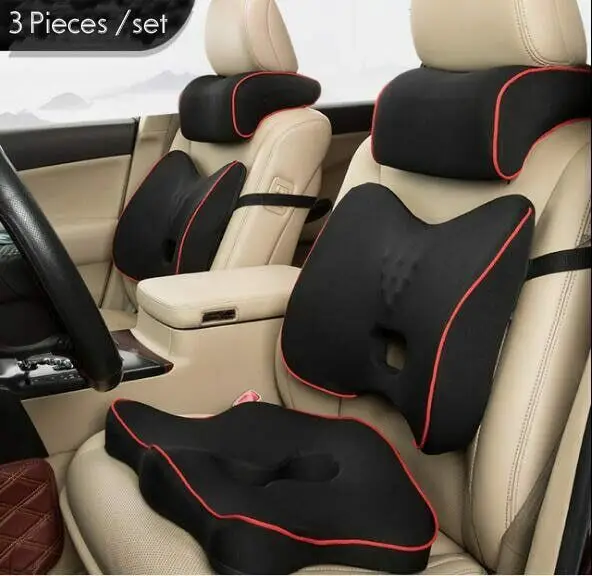 

Car Seat Cushion and Back Support Pillow Set Memory Foam Relieve Seat Health Care Cushion
