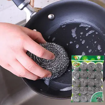 

20Pcs Rustless Steel Cleaning Balls Pan Dish Dirt Washing Brush Kitchen Scrubber