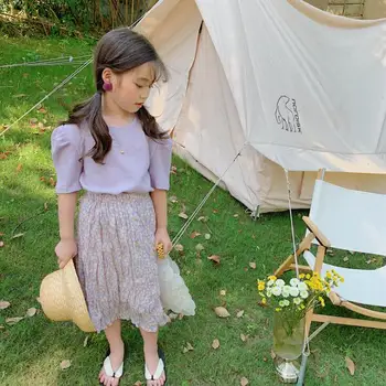 

2020 new girls 2 pcs set shirt+printed skirt fashion summer girls suit 2-7 years HV523