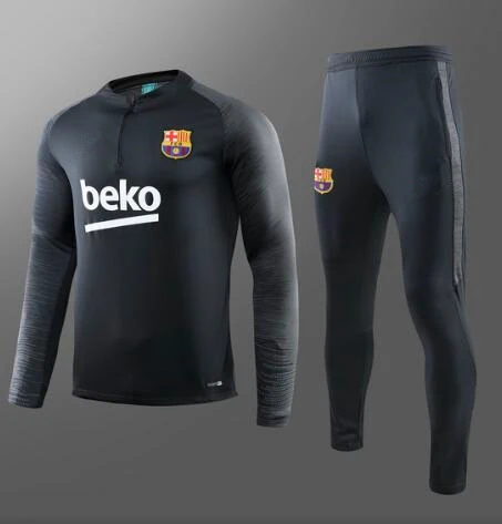Топ 19 20 года, одежда для футбола, спортивный костюм GRIEZMANN SUAREZ UMTITI, мужской тренировочный костюм на молнии, Футбольная майка - Цвет: Бежевый