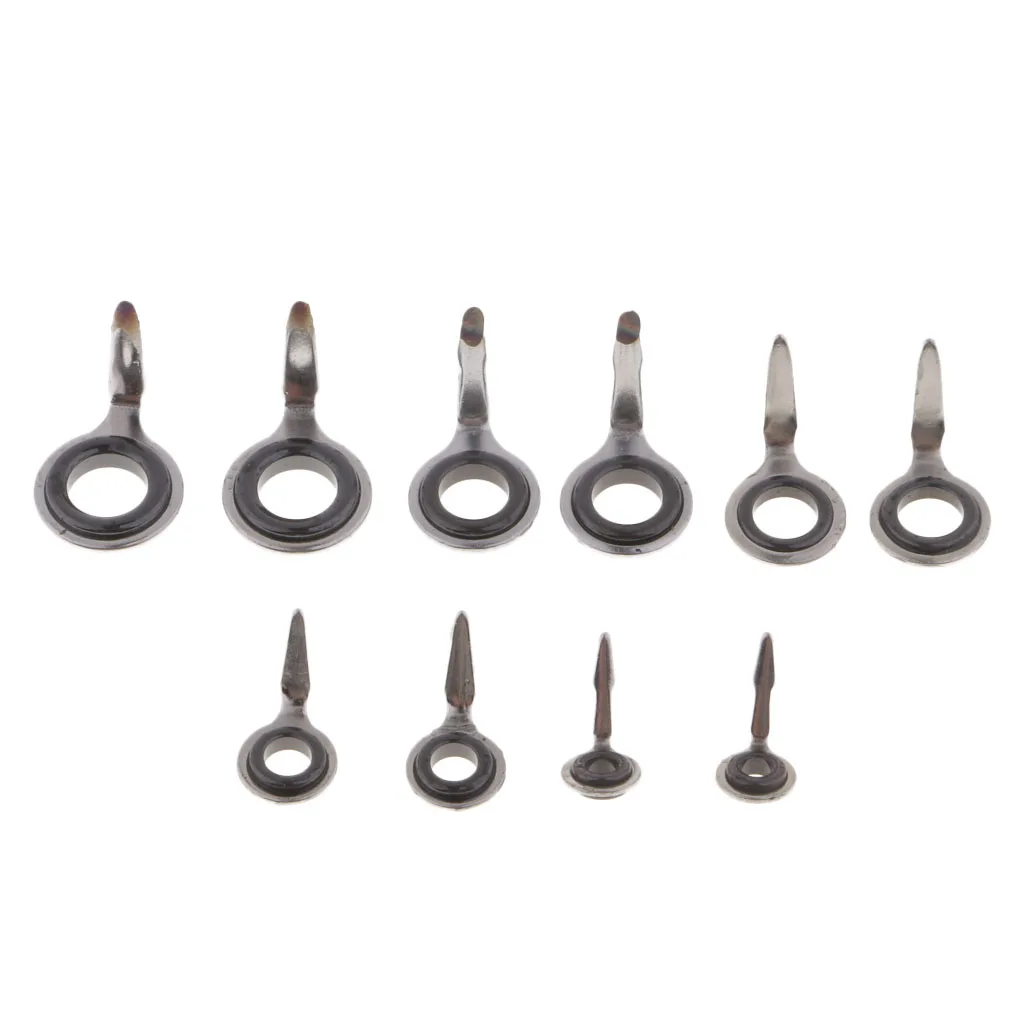 10pcs Spinning Rod Guides Repair Kit, Ceramic Eye Ring Tip Tops Rod Building