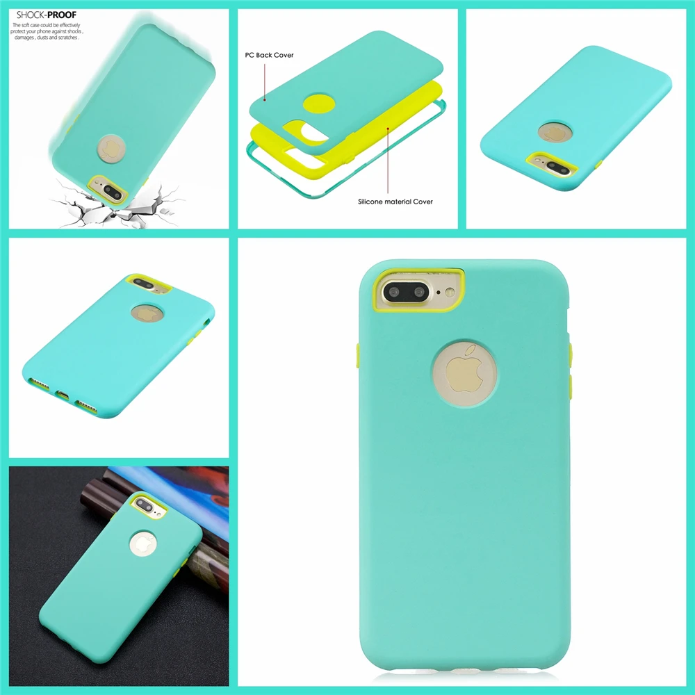 Для iPhone 6 Plus 6s 7 8 силиконовый чехол + PC Slim Fit двухслойный для телефона 3 в 1 защитный |