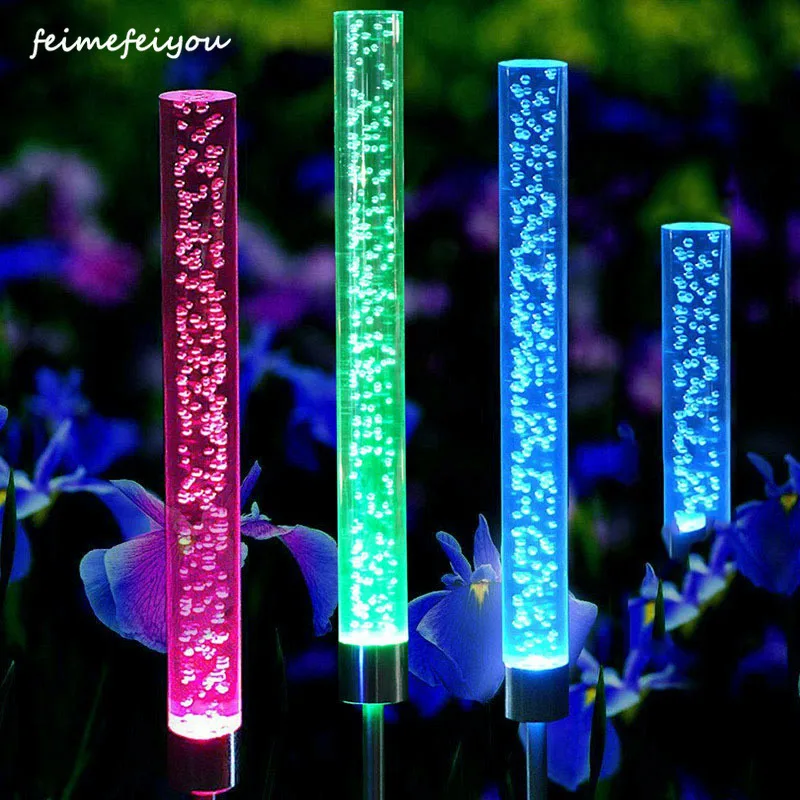 

Garden Solar Lights Outdoor Bubble Tube Stick Lights Solar Acrylic RGB Multi Color Changing Lights Waterproof LED Lights Decor